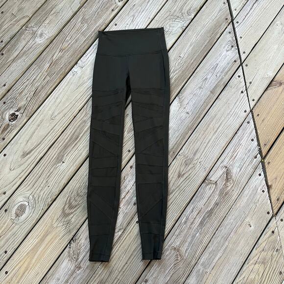 Lululemon Women's Wunder Under Hi-Rise Tech Mesh 28" Leggings Green Size 4 - Picture 1 of 9